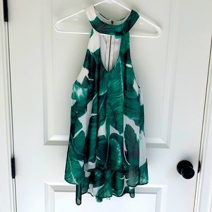 Tropical print green romper size 4
